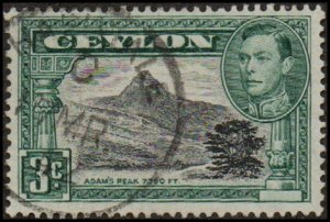 Ceylon 279 - Used - 3c Adam's Peak (Perf 11x11.5) (1942)