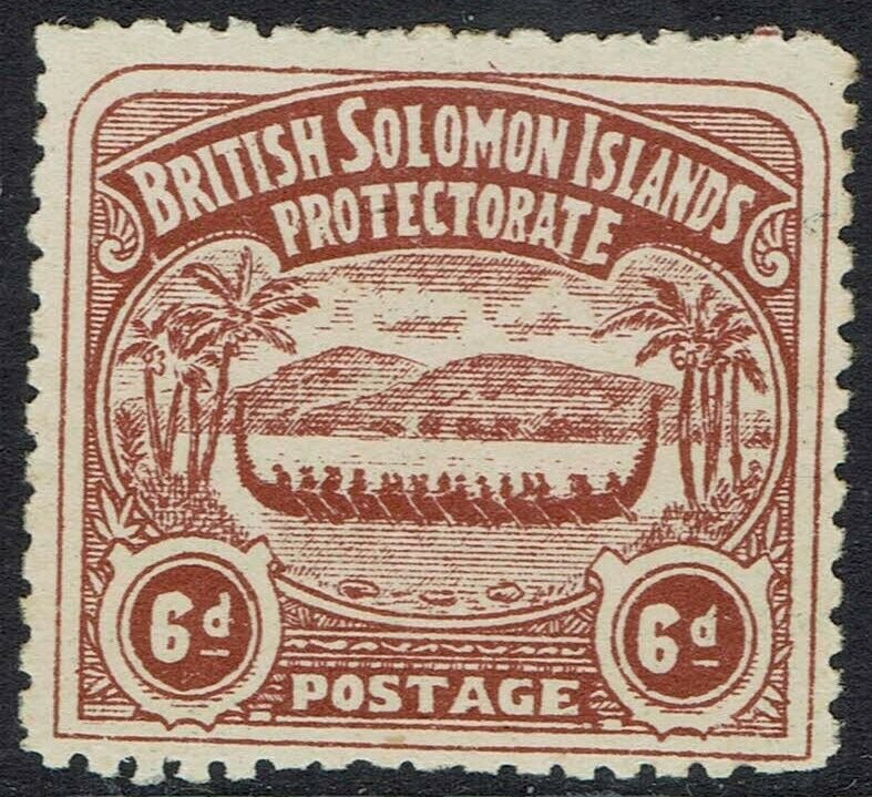 BRITISH SOLOMON ISLANDS 1907 LARGE CANOE 6D 