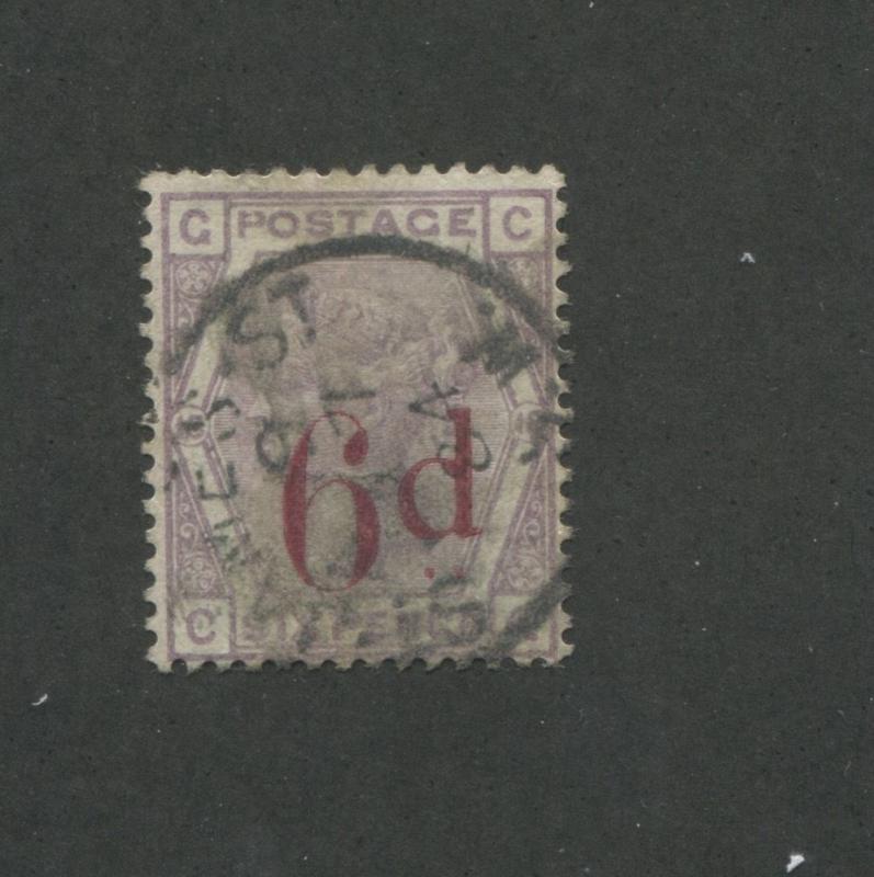 1883 Great Britain United Kingdom Queen Victoria 6 Pence Postage Stamp #95