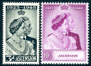 ASCENSION-1948 Royal Silver Wedding Set Sg 50-51 MOUNTED MINT V17312