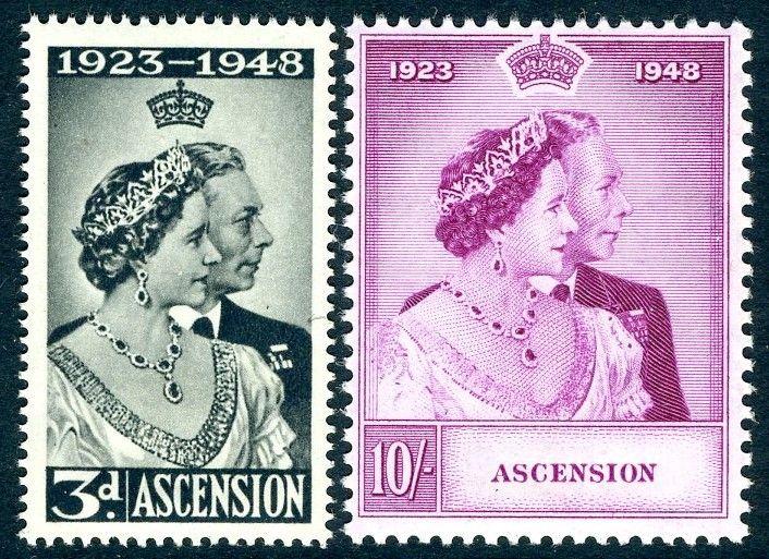 ASCENSION-1948 Royal Silver Wedding Set Sg 50-51 MOUNTED MINT V17312