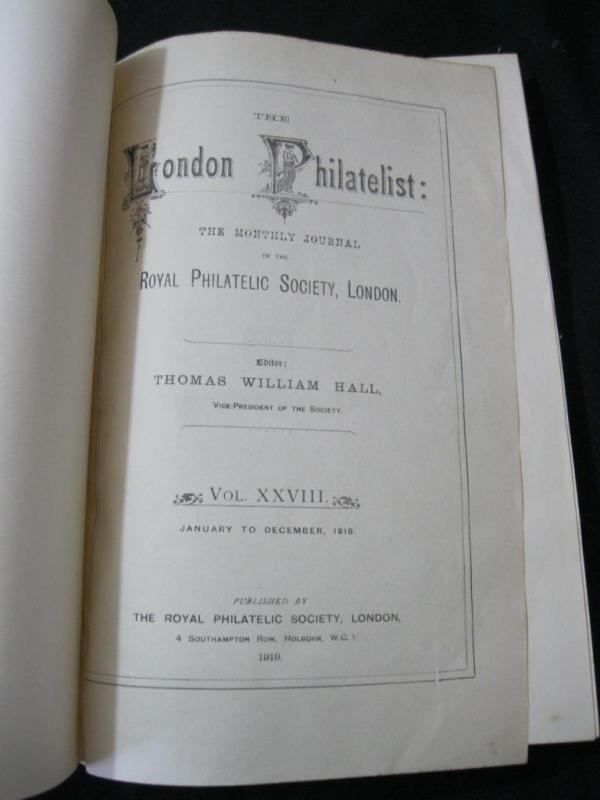 THE LONDON PHILATELIST - VOLUME 28 JAN-DEC 1919 BOUND