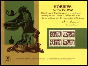 1974 Hobbies stamp collecting SC35 souvenir card PS-13 8¢ Colonial Craftsmen