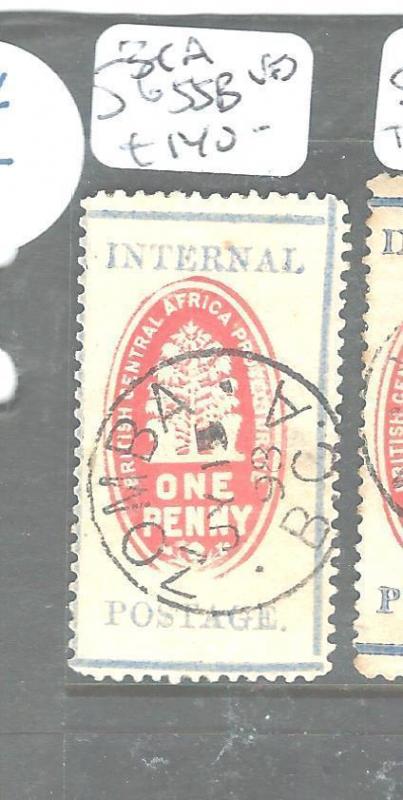 BRITISH CENTRAL AFRICA (P2605B) CHECK STAMP SG 55B  VFU SON ZOMBA