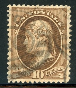 USA 1882 Jefferson 10¢ Brown ABN Print Scott # 209 VFU N86 ⭐⭐⭐⭐⭐⭐ 