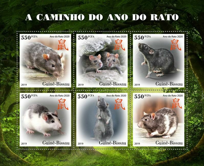 Z08 IMPERF GB191002a GUINEA BISSAU 2019 Year of the Rat 2020 MNH ** Postfrisch