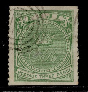 FIJI QV SG11, 3d pale yellow-green, USED. SPIRO FORGERY.