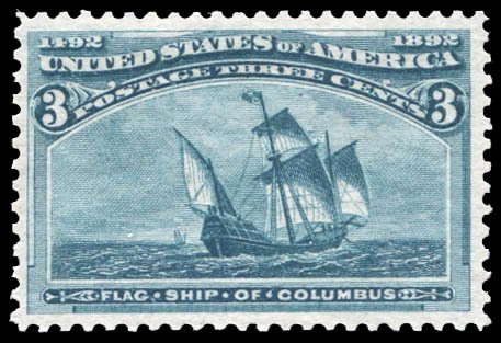 United States #232 Mint nh very fine   Cat$98 1893, 3¢ Columbian