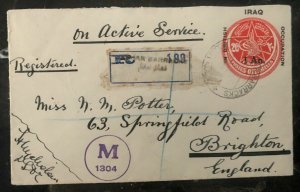 1920 Ashar Barracks British Occupied Iraq Stationary Cover To Brighton England