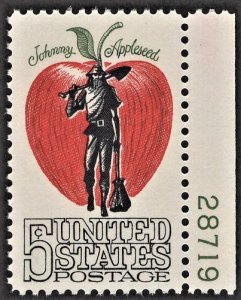 US 1317 MNH VF/XF 5 Cent Johnny Appleseed Plate # 28719 Single