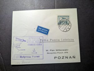 1929 Poland Airmail First Flight Cover FFC Bydgoszcz to Poznan 150 Flown