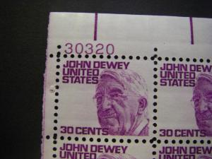 Scott 1291, 30c John Dewey, PB4 #30320 Matched Set, MNH Prominent Beauty