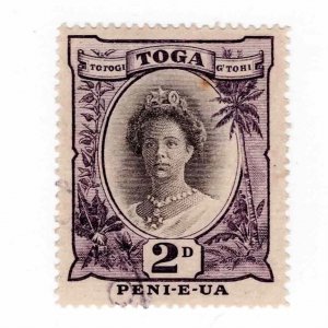 Tonga 1920 Sc 55 Single Stamp Used LH Toga Queen Salote Turtle Watermark