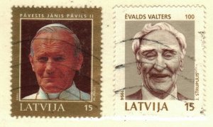 Latvia #352, 355 used Pope Paull II