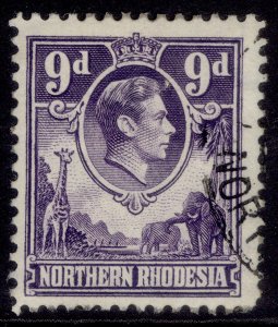 NORTHERN RHODESIA GVI SG39, 9d violet, FINE USED. Cat £15.