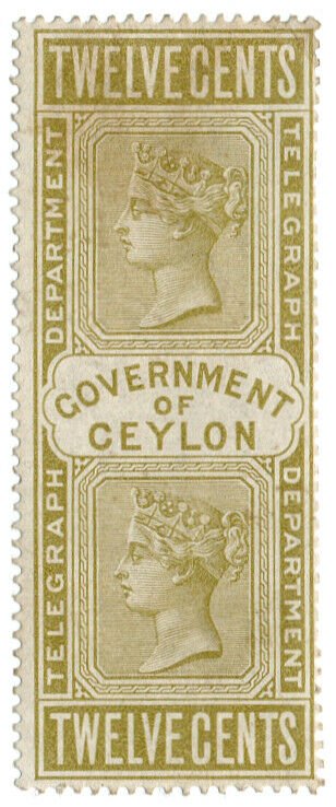 (I.B) Ceylon Telegraphs : 12c Yellow-Brown