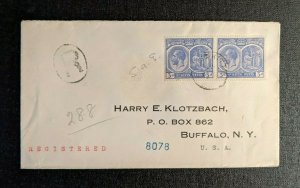 1927 St Kitts and Nevis Registered Cover to Buffalo NY