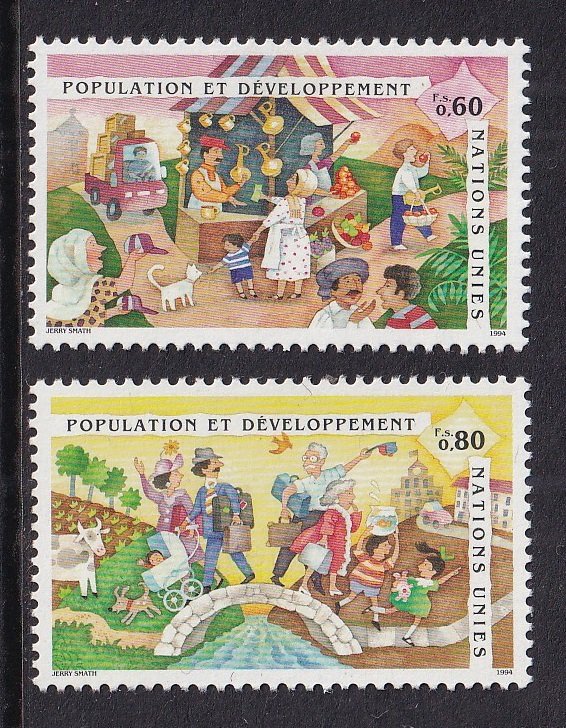 United Nations Geneva  #258-259  MNH 1994  population and development