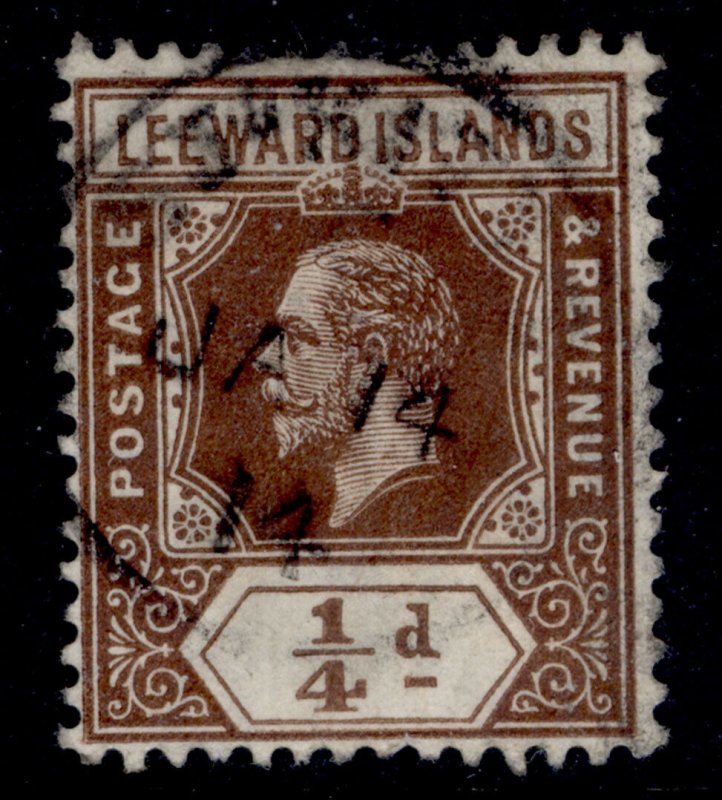 LEEWARD ISLANDS GV SG46, ¼d brown, FINE USED.