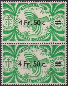 New Caledonia 1945 Sc 272 pair with missing dot after c variety MNH**