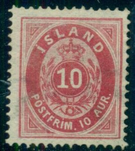 ICELAND #11v 10aur violet carmine shade, og, LH, F/VF, Facit $480.00