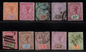 $Tasmania Sc#76-85 used+M/H/F-VF, complete set, Cv. $749.75