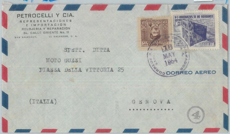 81628 - SALVADOR -  POSTAL HISTORY -   AIRMAIL  COVER to ITALY  1954