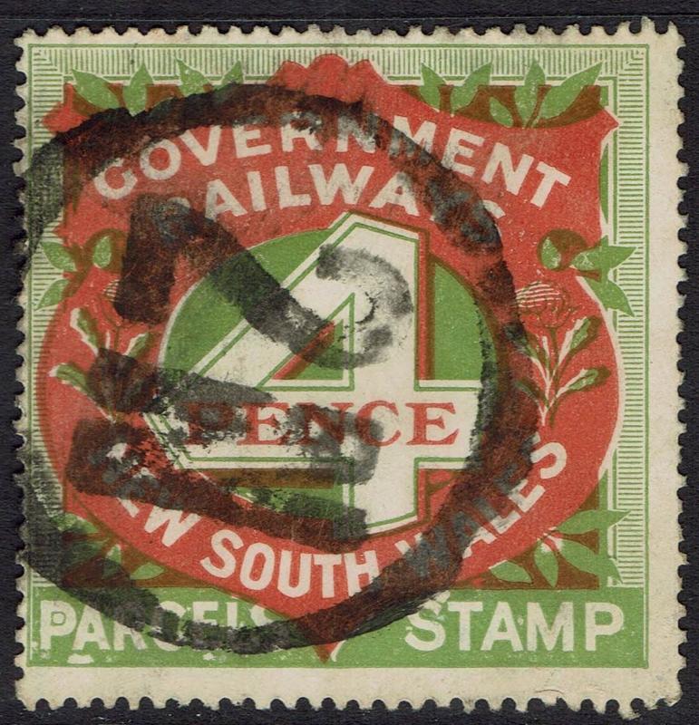 NEW SOUTH WALES 1918 RAILWAY PARCEL STAMP 4D USED 