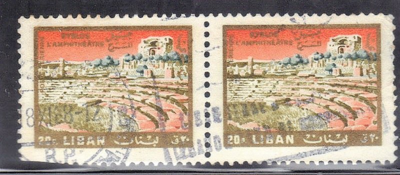 LEBANON  SC# C320 **USED** 1961  20p CONN. PAIR SEE SCAN