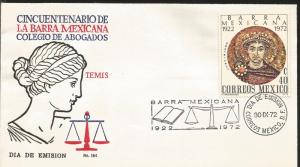 J) 1972 MEXICO, 50 YEARS OF THE MEXICAN BAR, SCHOOL OF LAWYERS,, EMPEROR JUSTINI