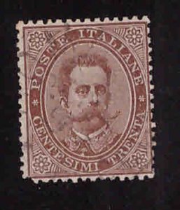 ITALY Scott 49 Used stamp Roma 20/12/89 cancel pulled perf at bottom left