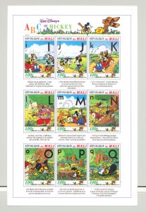 Mali #797-799 Disney, Mickey, ABCs 3v M/S of 9 Imperf Proofs