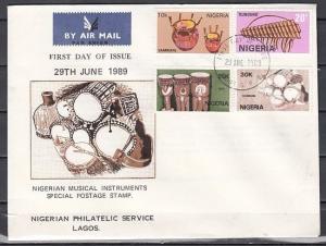 Nigeria, Scott cat. 545-548. Native Music Instruments on a First Day Cover.