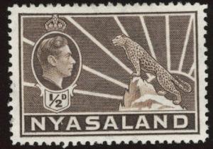 Nyasaland Protectorate Scott 54A MH* KGVI leopard stamp