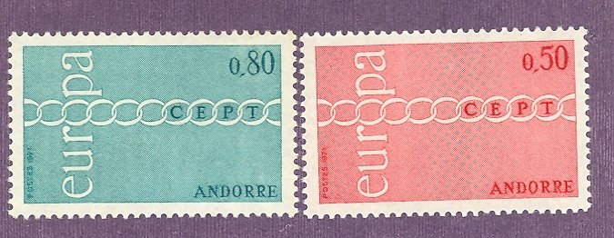 French  Andorra  Europa  1971  Mint VF NH - Lakeshore Philatelics