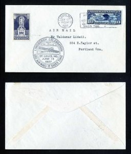 # C10 First Day Cover addressed with cachet from St. Louis, MO - 6-18-1927 - # 2