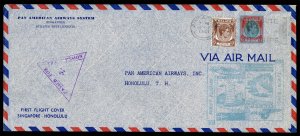 PAN AM FAM 14 First Flight Cover Singapore to Honolulu