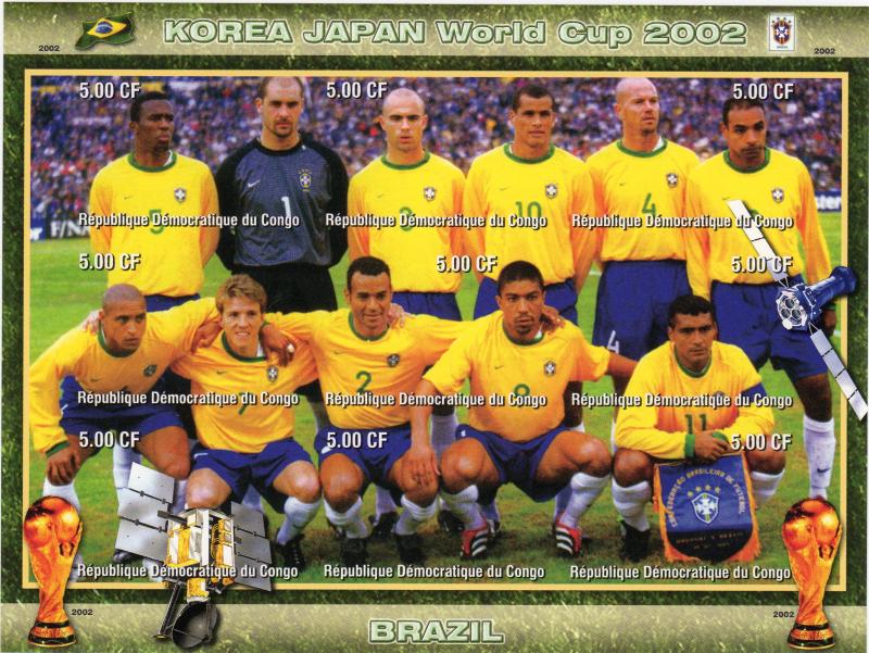 Congo 2002 Korea-Japan World Cup Brazilian Team/Space Shlt(9) IMPERFORATED MNH