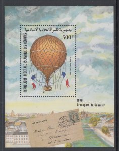 Comoro Islands C126 Hot Air Balloons Souvenir Sheet MNH VF
