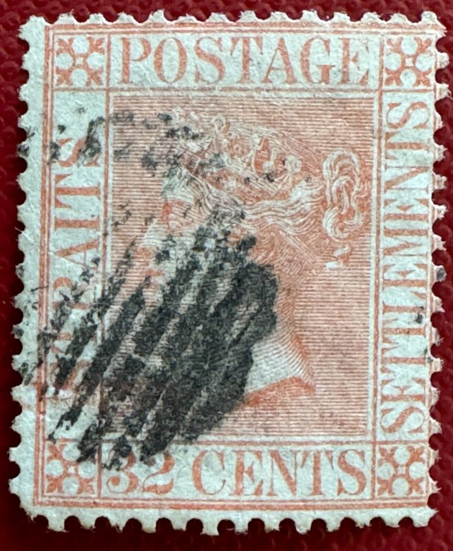 MALAYA Straits Settlements 1867-72 QV 32c CC Used SG#18 M5467#