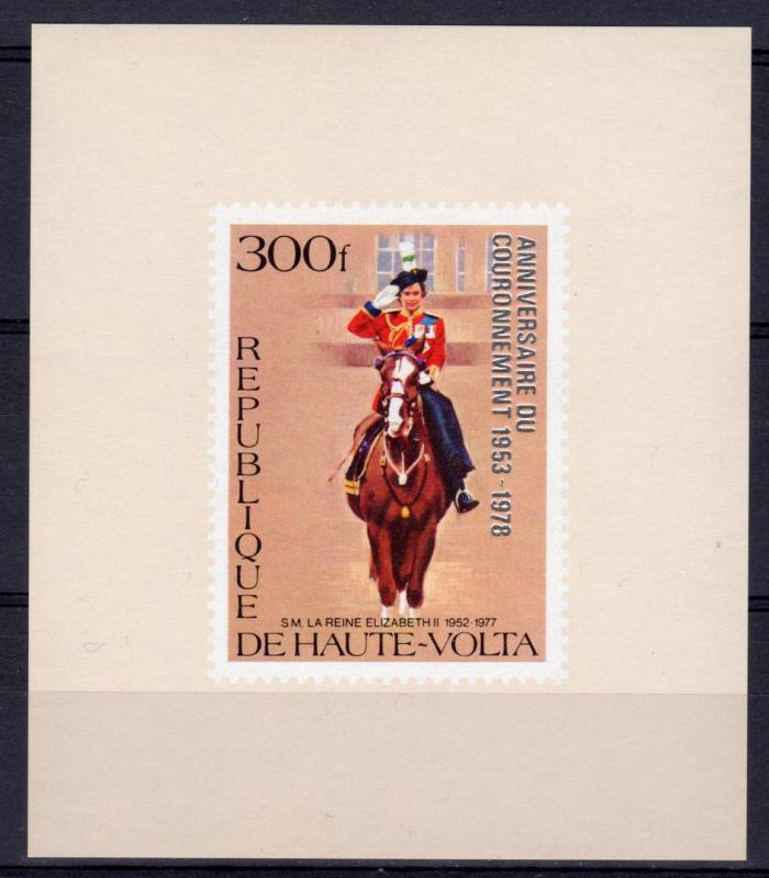 Upper Volta 1978 Sc#479 Queen Elizabeth II in a Horse Deluxe S/S Imperf.MNH