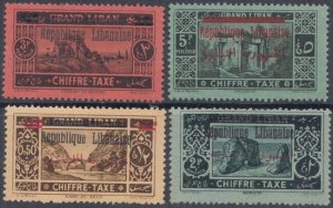 LEBANON Sc# J16,18-20 VLH PART SET - POSTAGE DUES, HISTORICAL SITES OVERPRINTED