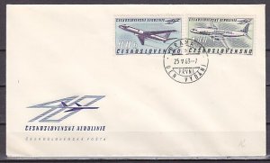 Czechoslovakia, Scott cat. 1178-1179. Airlines Anniversary. First day covers. ^