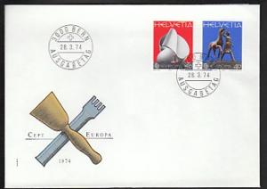 Switzerland 594-595 Europa 1974 U/A FDC  