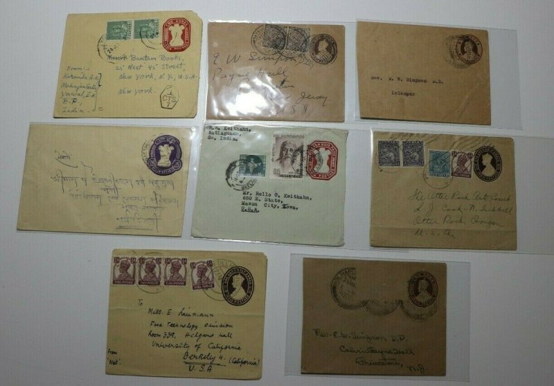 India Postal Stationary envelope Airmail Lot 8 New Delhi Postage Due USA