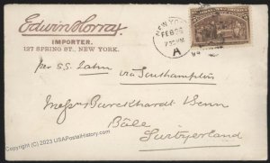 USA 1893 Columbian Sc234 Cover Bale Switzerland 112103