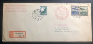 1936 Stuttgart Germany Hindenburg Zeppelin LZ129 Airmail cover To Eatontown USA