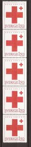 1983 Sweden -Sc 1466 -MNH VF- Coil Strip of 5 - Red Cross - Back #40