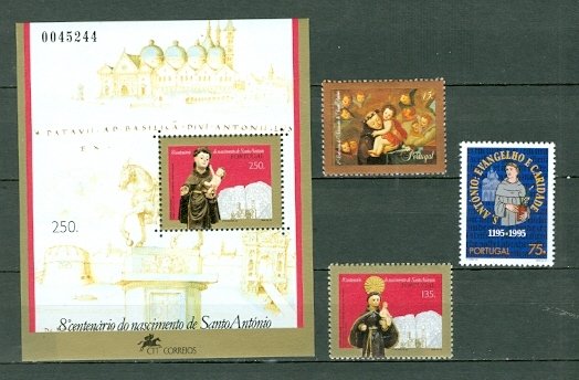 PORTUGAL 1995 ST. ANTONY #2054-2057 SET & SOUV. SHEET MNH...$16.50