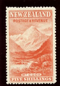 New Zealand 1898 'Mount Cook' 5s vermilion superb MNH. SG 259. Sc 83.